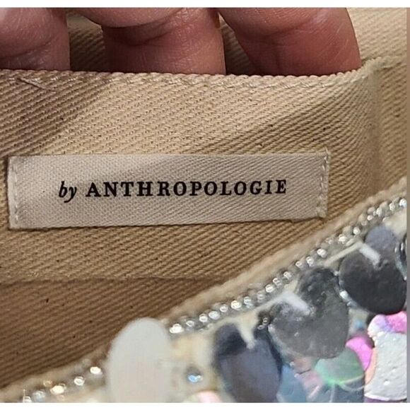 Anthropologie Sequined Crossbody Clutch, Neutral Colorway, Gold Chain | OS NWT - Picture 6 of 11